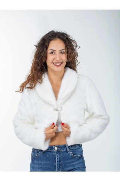 Ayollar uchun oq uzun yengli mo'yna liboslari to'y Bolero - KÜRKZONE