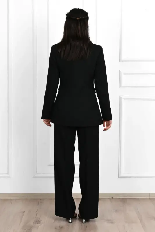 Ayollar uchun Palazzo shimlar bilan Jaket kostyumi 0111-23 - 7