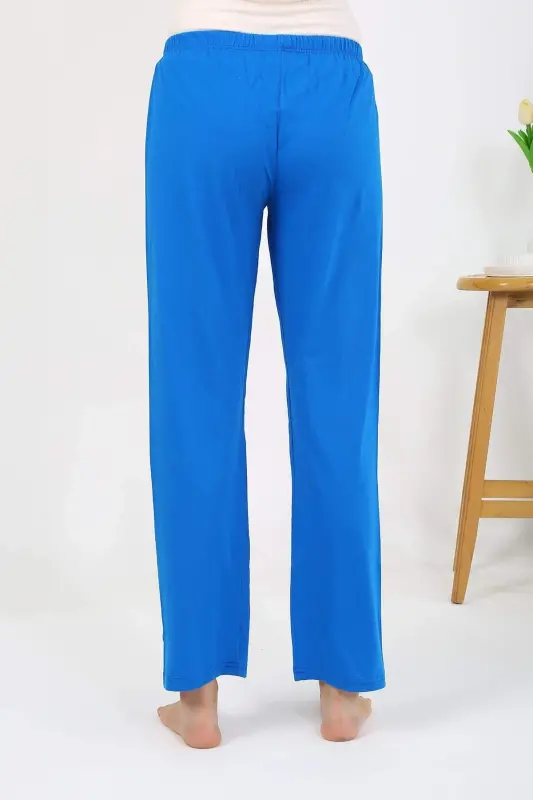 Ayollar uchun paxta tekis pastki pijama 27535 Moviy - 5