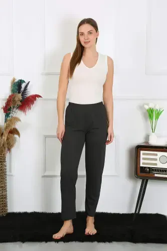 Ayollar uchun paxtadan tayyorlangan bitta pastli pijama kulrang 27514 - 2