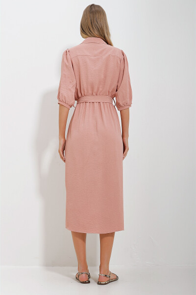 Ayollar uchun pudra rangli ikki cho'ntakli tarvuz qo'li Aerobik ko'ylak ko'ylak ALC-X11647 - 5