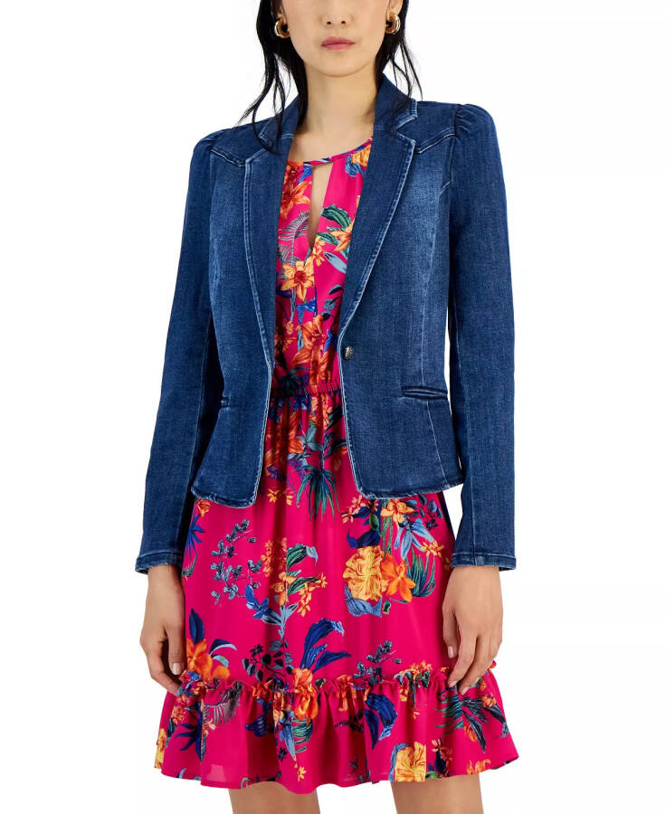 Ayollar uchun Puff-Sleeve Blazer, Modazone Deep Sea uchun yaratilgan - 1