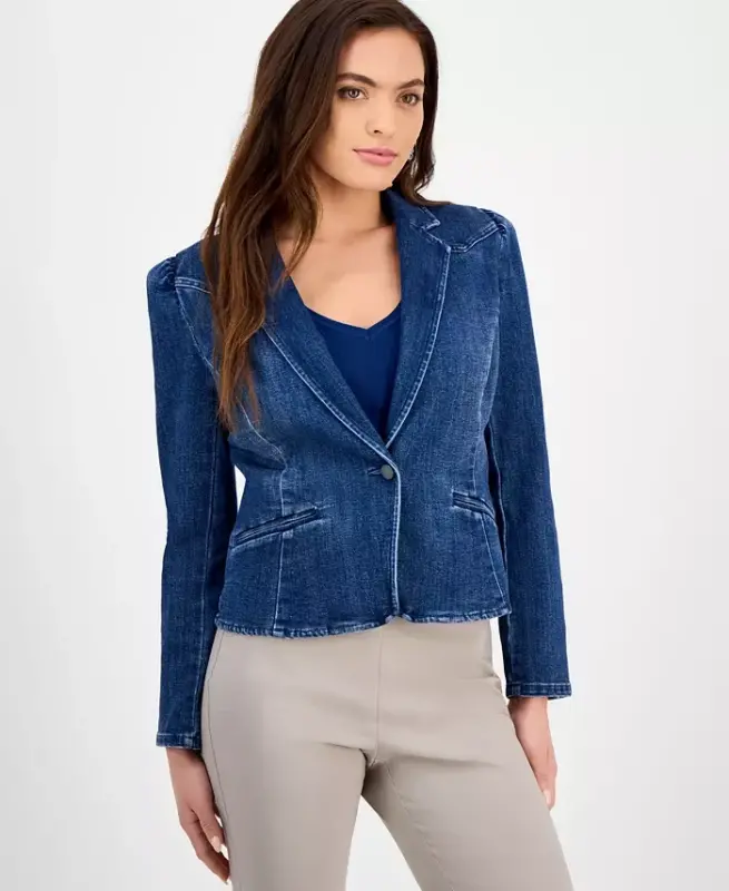 Ayollar uchun puff yengli blazer, Modazone uchun yaratilgan - 2