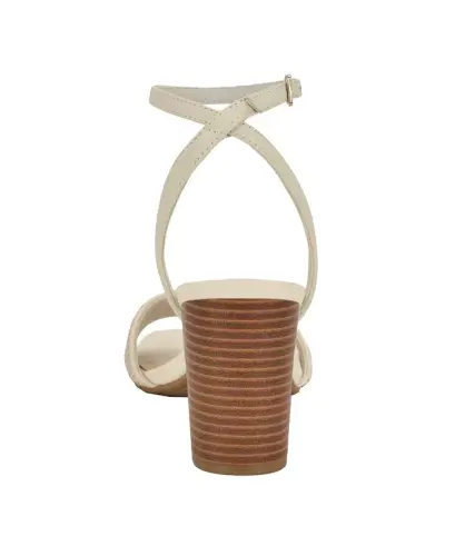 Ayollar uchun qalin poshnali zamonaviy krem rang sandaletlar - Chic Cream - 3