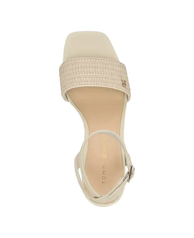 Ayollar uchun qalin poshnali zamonaviy krem rang sandaletlar - Chic Cream - 4