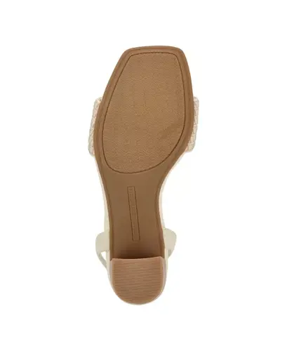 Ayollar uchun qalin poshnali zamonaviy krem rang sandaletlar - Chic Cream - 5