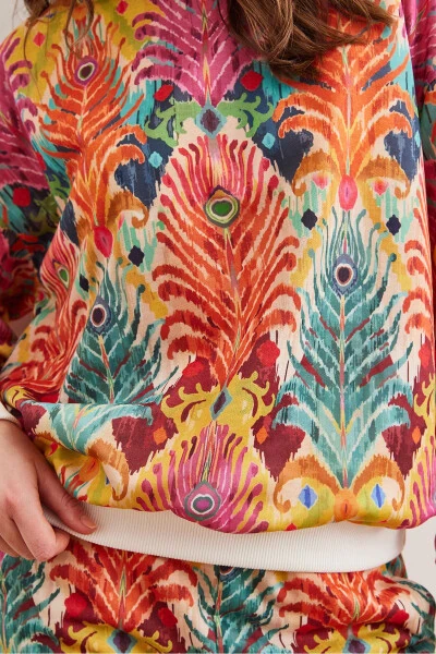 Ayollar uchun qarag'ay rangli oddiy yumshoq dokumali kattaroq svitshot SWT-19000457 - 6