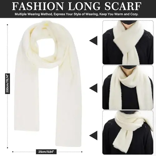 Ayollar uchun qishki iliq trikotaj shapka, sensorli ekranli qo'lqoplar, uzun bo'yin sharf to'plami, junli astarli bosh suyagi qopqoqlari, ayollar uchun sovg'alar - 5