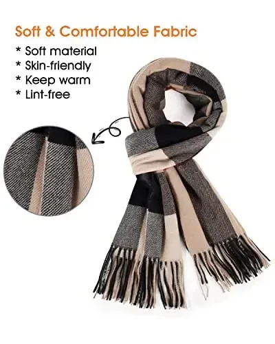 Ayollar uchun qishki katta issiq ro'mol klassik tassel plaid katta hajmli sharflar qalin o'ralmalar - 2