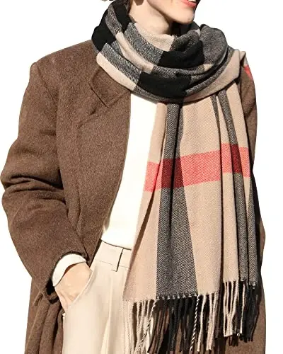 Ayollar uchun qishki katta issiq ro'mol klassik tassel plaid katta hajmli sharflar qalin o'ralmalar - 1