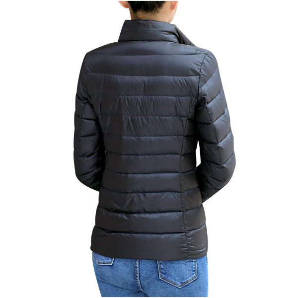 Ayollar uchun qishki palto, yengil va iliq, puffer, tik yoqa, uzun yengli, to'liq fermuarlı, suv o'tkazmaydigan, katlanabilir. - 2