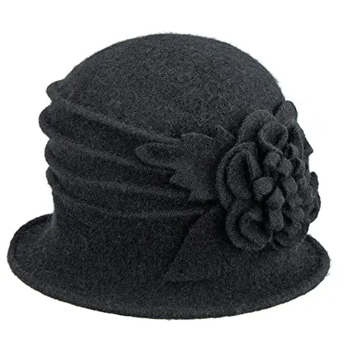 Ayollar uchun qishki vintage jun 1920-yillar kloş shlyapa - ROUND (1)