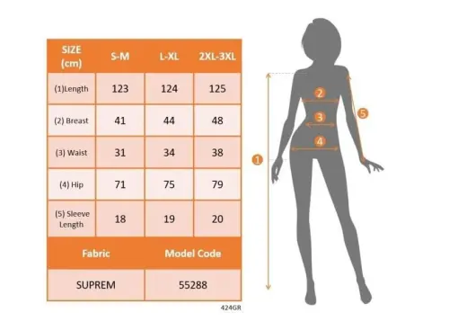 Ayollar uchun qisqa burmali yengli, ko‘ndalang yoqali, beli rezinali, gulli uzun ko‘ylak - 6