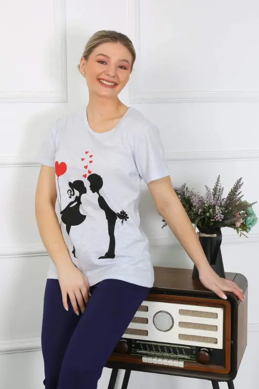 Ayollar uchun qisqa qol paxtadan pijama to'plami 4208 - 8