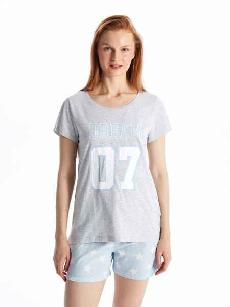 Ayollar uchun qisqa yengli bosilgan velosiped yoqa qisqa shimli pijama to'plami - LC WAIKIKI