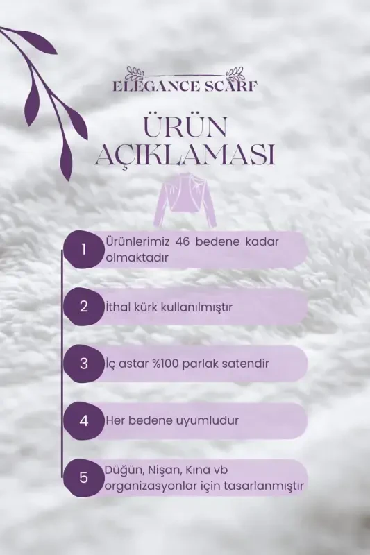 Ayollar uchun qora qisqa broshli mo'yna etol kelin bolero yelka shali - 8