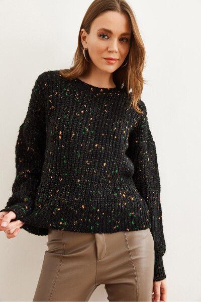 Ayollar uchun qora rangli yumshoq teksturali oversized triko kozokcha KZK-19000862 - 5