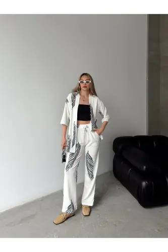 Ayollar uchun qulay bichimli kimono kostyumi - Qora - 8