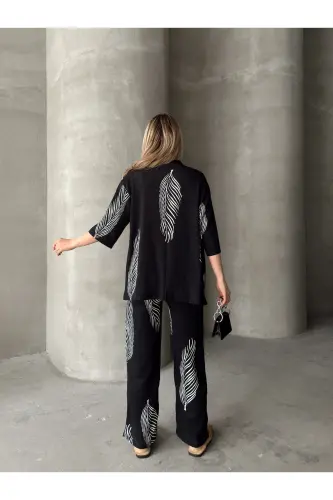 Ayollar uchun qulay bichimli kimono-qora kostyum - 4