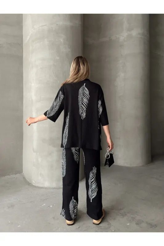 Ayollar uchun qulay bichimli kimono-qora kostyum - 4