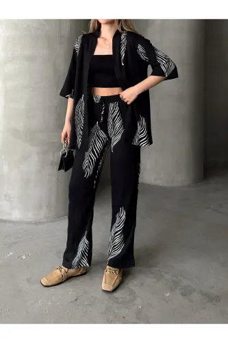 Ayollar uchun qulay bichimli kimono-qora kostyum - 6