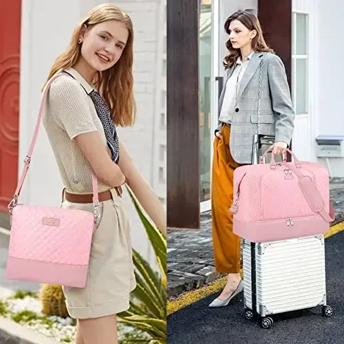 Ayollar uchun sayohat hafta oxiri sumkasi, Oyoq kiyim bo'limi bo'lgan tunash sumkasi, G'ildirakli yengli katta sayohat duffel sumkasi, Dam olish kunlari biznes safari uchun 21