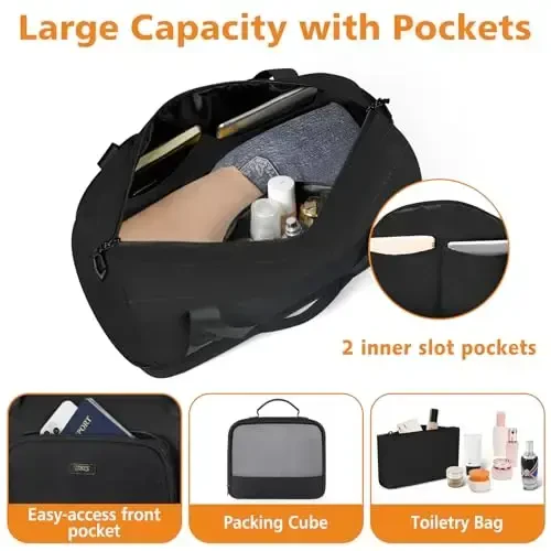 Ayollar uchun sayohat hafta oxiri sumkasi, Oyoq kiyim bo'linmasi bo'lgan tunash sumkasi, Trolley Sleeve 21