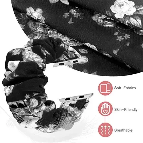 Ayollar uchun Scrunchie Apple Watch tasmalariga mos keladi 10 9 8 7 6 5 4 3 2 1 SE seriyasi, iWatch 38mm 40mm 41mm 42mm 44mm 45mm 46mm 49mm Ultra uchun yumshoq elastik bilaguzuk - 2
