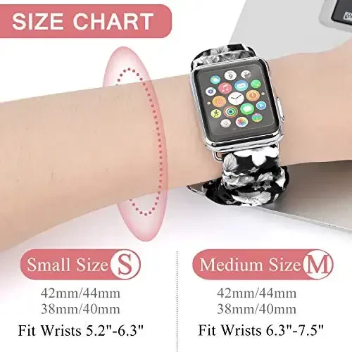 Ayollar uchun Scrunchie Apple Watch tasmalariga mos keladi 10 9 8 7 6 5 4 3 2 1 SE seriyasi, iWatch 38mm 40mm 41mm 42mm 44mm 45mm 46mm 49mm Ultra uchun yumshoq elastik bilaguzuk - 3