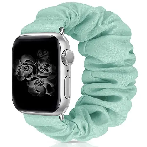 Ayollar uchun Scrunchie Apple Watch tasmalariga mos keladi 10 9 8 7 6 5 4 3 2 1 SE seriyasi, iWatch tasmalarining 38mm 40mm 41mm 42mm 44mm 45mm 46mm 49mm Ultra uchun yumshoq elastik almashtirish bilaguzuk 