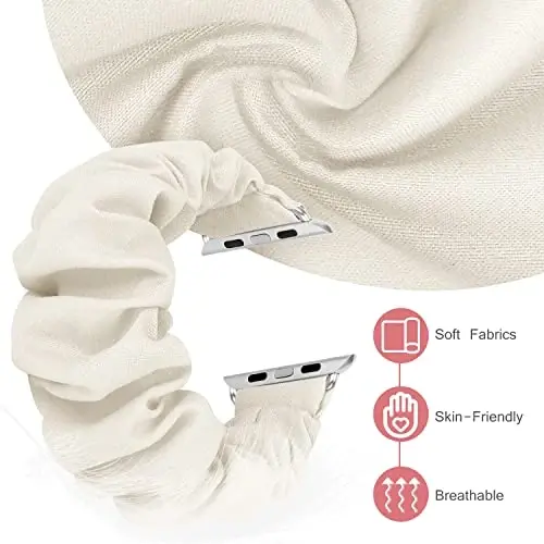 Ayollar uchun Scrunchie soat tasmalar Apple Watch Bands Series 10 9 8 7 6 5 4 3 2 1 SE bilan mos keladi, iWatch Bands 38mm 40mm 41mm 42mm 44mm 45mm 46mm 49mm Ultra uchun yumshoq elastik almashtirish bilaguzuk - SCRUNCHIE (1)