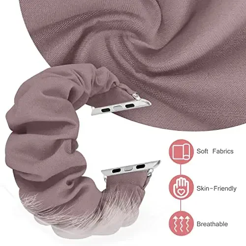 Ayollar uchun Scrunchie soat tasmalar Apple Watch Bands Series 10 9 8 7 6 5 4 3 2 1 SE bilan mos keladi, iWatch Bands 38mm 40mm 41mm 42mm 44mm 45mm 46mm 49mm Ultra uchun yumshoq elastik almashtirish bilaguzuk - 2