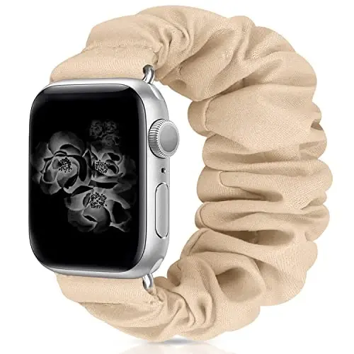 Ayollar uchun Scrunchie soat tasmalar Apple Watch Bands Series 10 9 8 7 6 5 4 3 2 1 SE bilan mos keladi, iWatch Bands 38mm 40mm 41mm 42mm 44mm 45mm 46mm 49mm Ultra uchun yumshoq elastik almashtirish bilaguzuk 