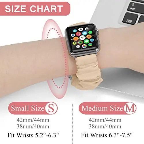 Ayollar uchun Scrunchie soat tasmalar Apple Watch Bands Series 10 9 8 7 6 5 4 3 2 1 SE bilan mos keladi, iWatch Bands 38mm 40mm 41mm 42mm 44mm 45mm 46mm 49mm Ultra uchun yumshoq elastik almashtirish bilaguzuk - 3