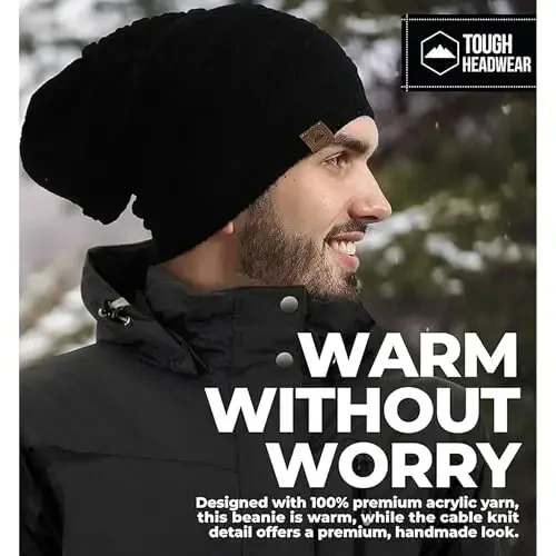 Ayollar uchun shapka - Erkaklar uchun iliq qishki shapkalar, Sovuq ob-havo uchun trikotaj shapka, Yumshoq qovurg'ali shapka va engil toboggan shapkalari - 4