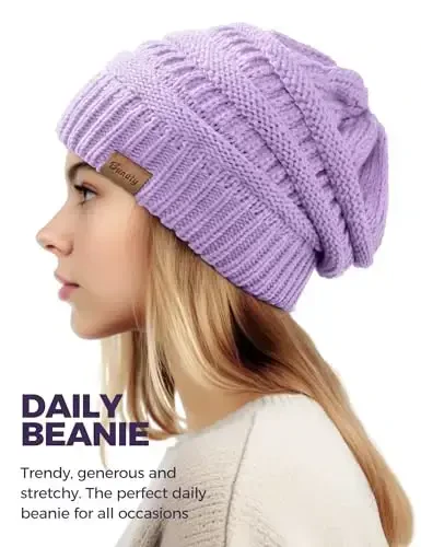 Ayollar uchun Slouchy Beanies Kabel to'quv qishki shlyapalar Ayollar sovg'alari Qo'pol bosh suyagi qopqog'i Qalin issiq paypoq qopqoqlari sovuq havo uchun - 3