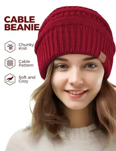 Ayollar uchun Slouchy Beanies Kabel Trikotaj Qishki Shlyapalar Ayollar Sovg'alari Qalin Bosh Suyagi Qopqog'i Sovuq Ob-havo uchun Qalin Issiq Paypoqli Qopqoqlar - 2