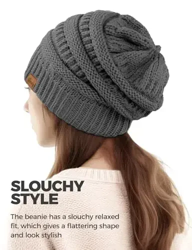 Ayollar uchun Slouchy Beanies Kabel Trikotaj Qishki Shlyapalar Ayollar Sovg'alari Qo'pol Bosh Suyagi Qopqoq Qalin Issiq Paypoq Qopqoqlari Sovuq Ob-Havo uchun - 4