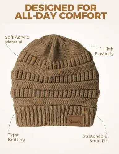 Ayollar uchun slouchy beanies kabel trikotaj qishki shlyapalar Ayollar uchun sovg'alar Qo'pol bosh suyagi qopqog'i Qalin issiq paypoq qopqoqlari sovuq ob-havo uchun - 6