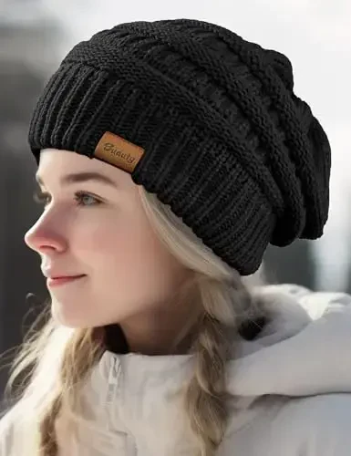 Ayollar uchun slouchy beanies kabel trikotajli qishki shlyapalar ayollar uchun sovg'alar katta hajmli skull cap qalin issiq paypoqli shlyapalar sovuq ob-havo uchun - 7