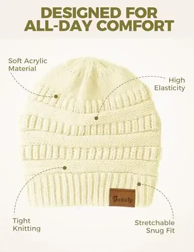 Ayollar uchun slouchy beanies kabeli trikotajli qishki shlyapalar ayollar uchun sovg'alar katta hajmli bosh suyagi qopqog'i sovuq ob-havo uchun qalin issiq paypoq qopqoqlari - 6