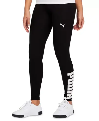 Ayollar uchun sport grafikli uzun shim - Puma qora/oq 