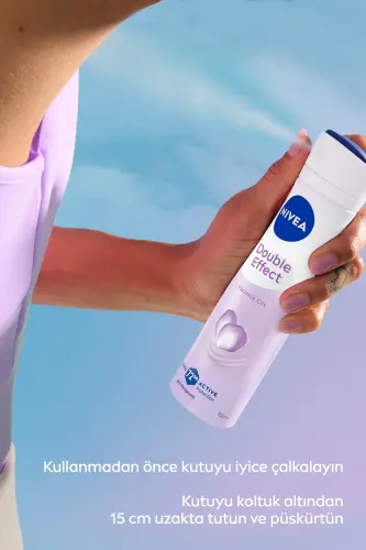 Ayollar uchun sprey dezodorant Double Effect 150ml, ter hidi hissiga qarshi 48 soat himoya, silliq qovurg'a osti - 13