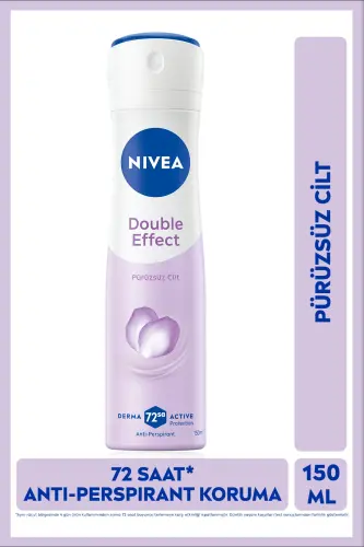Ayollar uchun sprey dezodorant Double Effect 150ml, ter hidi hissiga qarshi 48 soat himoya, silliq qovurg'a osti - NIVEA (1)