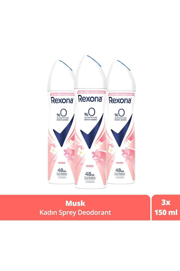 Ayollar uchun sprey dezodorant Musk 0% alyuminiy 48 soat ter hidiga qarshi himoya 150 ml X3 - 1