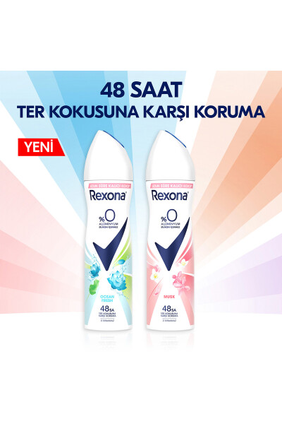 Ayollar uchun sprey dezodorant Musk 0% alyuminiy 48 soat ter hidiga qarshi himoya 150 ml X3 - 13