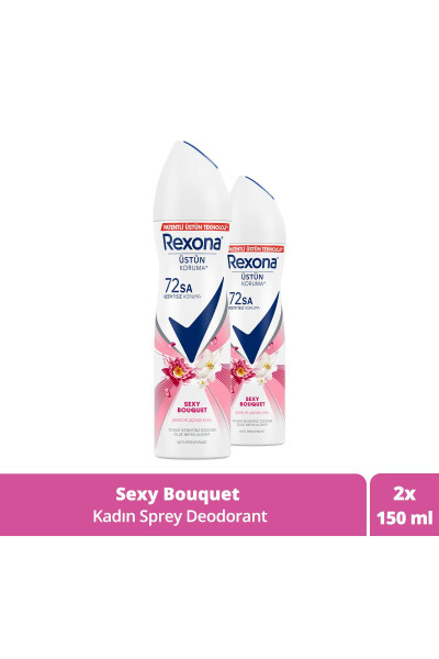 Ayollar uchun sprey dezodorant Sexy Bouquet 72 soat uzluksiz ustun himoya 150 ml X2 - 17