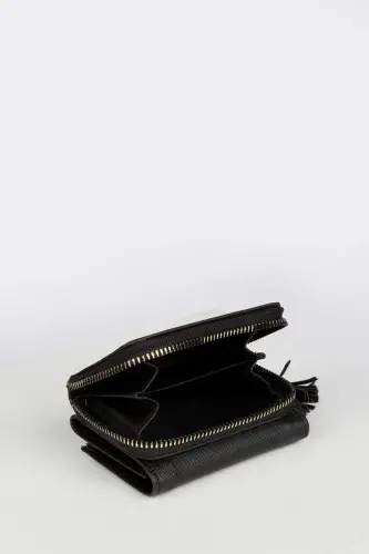 Ayollar uchun sun'iy charm hamyon - Qora - 4