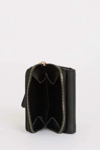 Ayollar uchun sun'iy charm hamyon - Qora - 4
