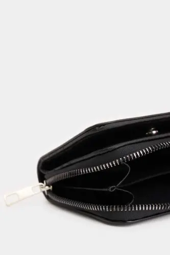 Ayollar uchun sun'iy charm hamyon - Qora - 5